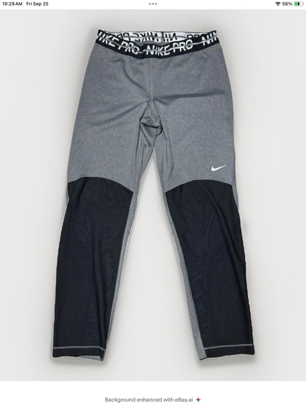 Nike Pro Women's Medium DriFit Capri Leggings Mesh Front Black Gray